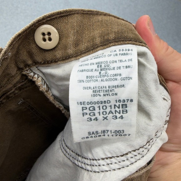 Wrangler Pro Gear Carhartt Style Work Pants Brown Yellow Overlay Size 34x34 - Picture 5 of 9